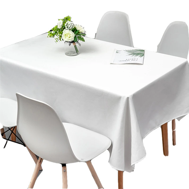 Tablecloth Stain Resistant and Wrinkle White Tablecloth Polyester Table Cover  For Dining Table Buffet Parties