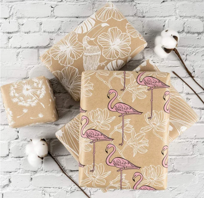 Bird Design CMYK Printing Kraft Gift Wrapping Paper