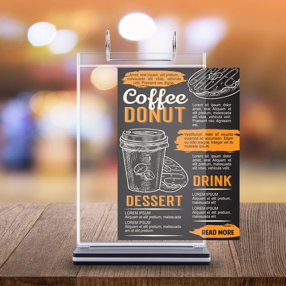 Flip Menu Stand Menu Advertising Display Stand Business Card Display Table Sign Display Stand 6-page Flipping Sign Holder