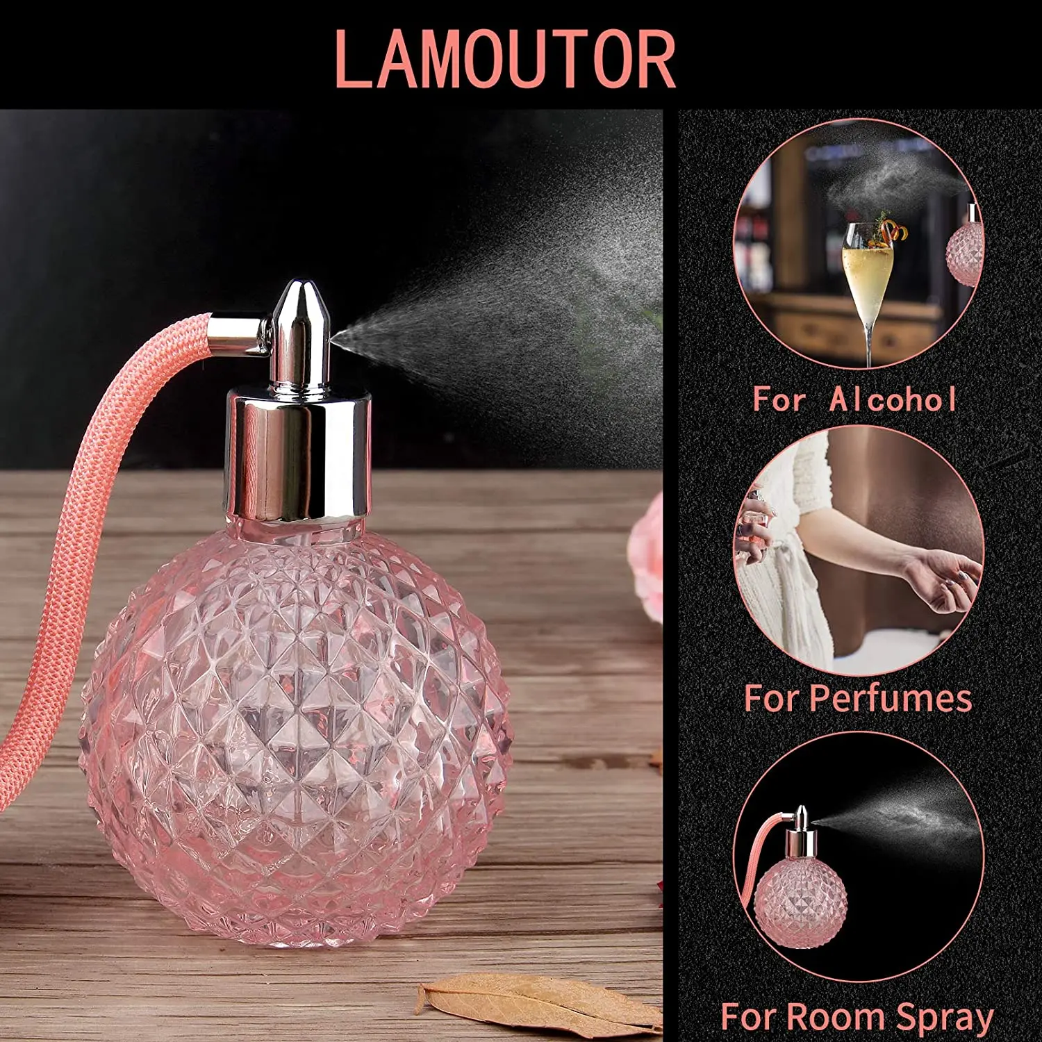 Refillable Glass Atomizer Spray Bottles with Funnels Pipettes Dispenser for Perfume