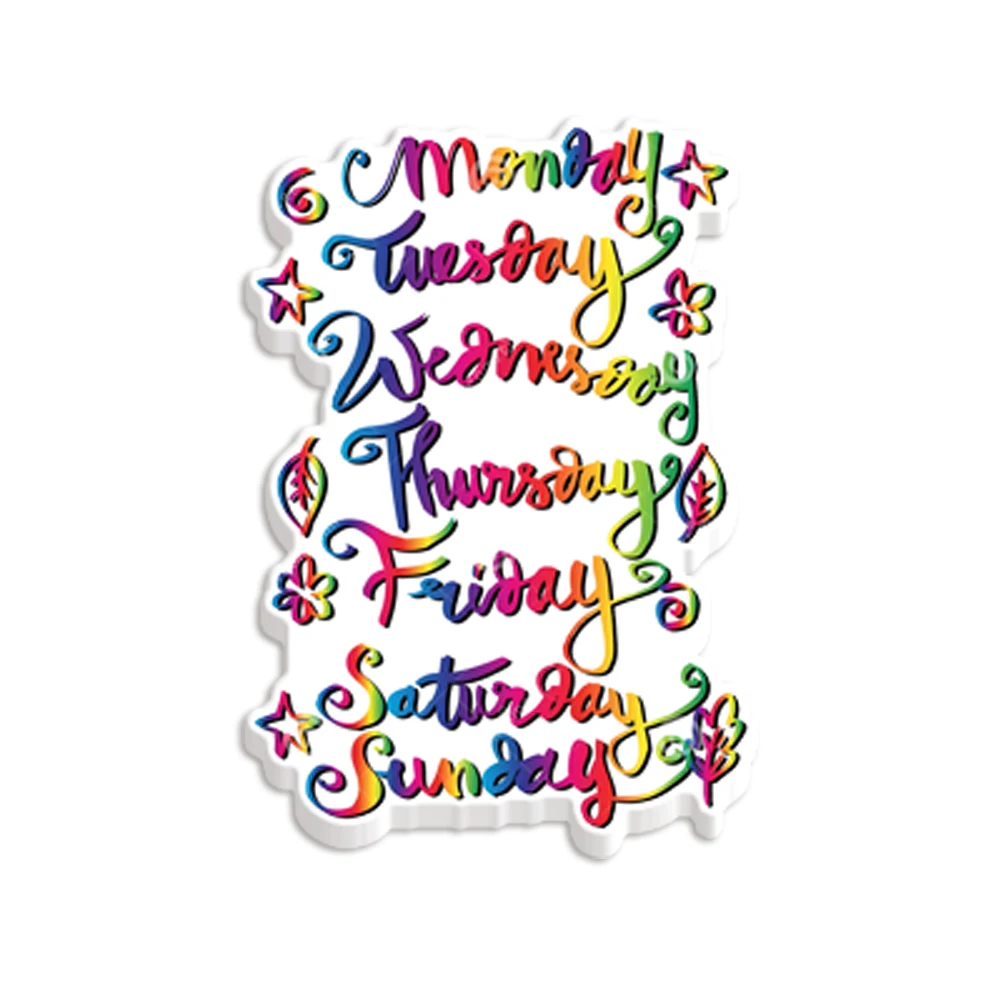 Days Of The Week Resin Planar Cards Acrylic Cabochon Craft For DIY Materials