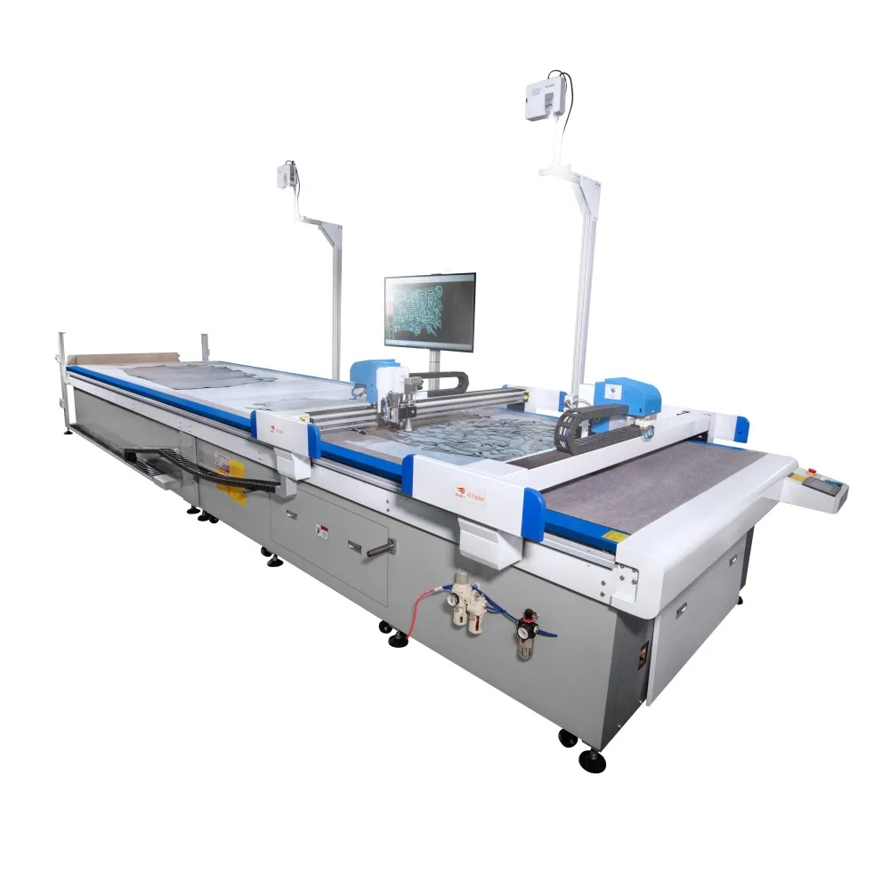 Nature Leather Cutting Machine Genuine Leather Cutter Camera Projection Typesetting Auto Nesting Vibration Knife Manufacturers