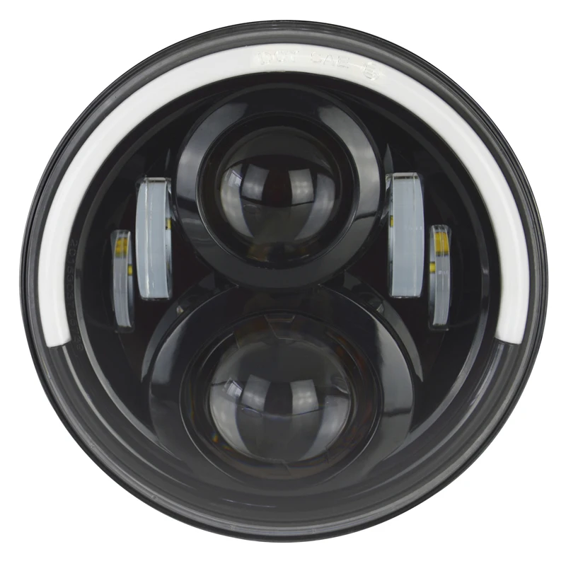 wholesale 7inch black round wrangler motorcycle truck auto head lights angel eyes 7 inch led headlight for jk jeeps