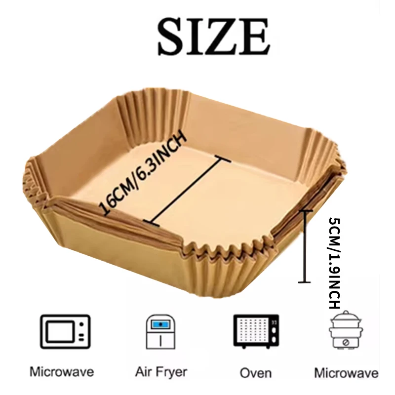 Hot Sale High Quality Square Disposable Parchment Paper Air Fryer Liner Non-stick Oven Baking Paper Air Fryer Liners