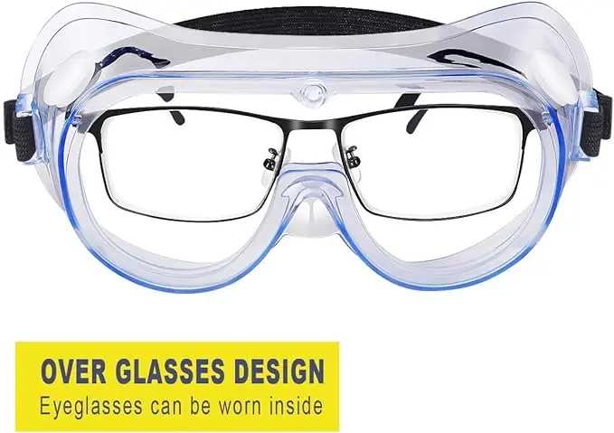 Wide-Vision Adjustable Chemical Splash Eye Protection Soft Lightweight Eyewear Clear Lens Anti-Fog Protective Safety Goggles