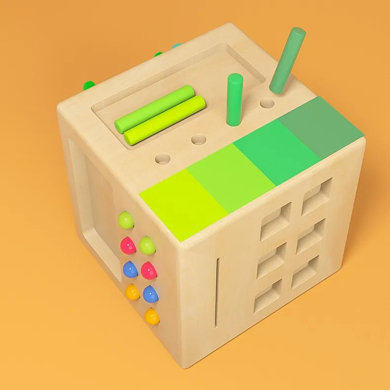 Wooden Early Education Six-Sided Box Toy For Children Enlightenment Alphabet Cognition Catching Insects And Radish Spelling Word