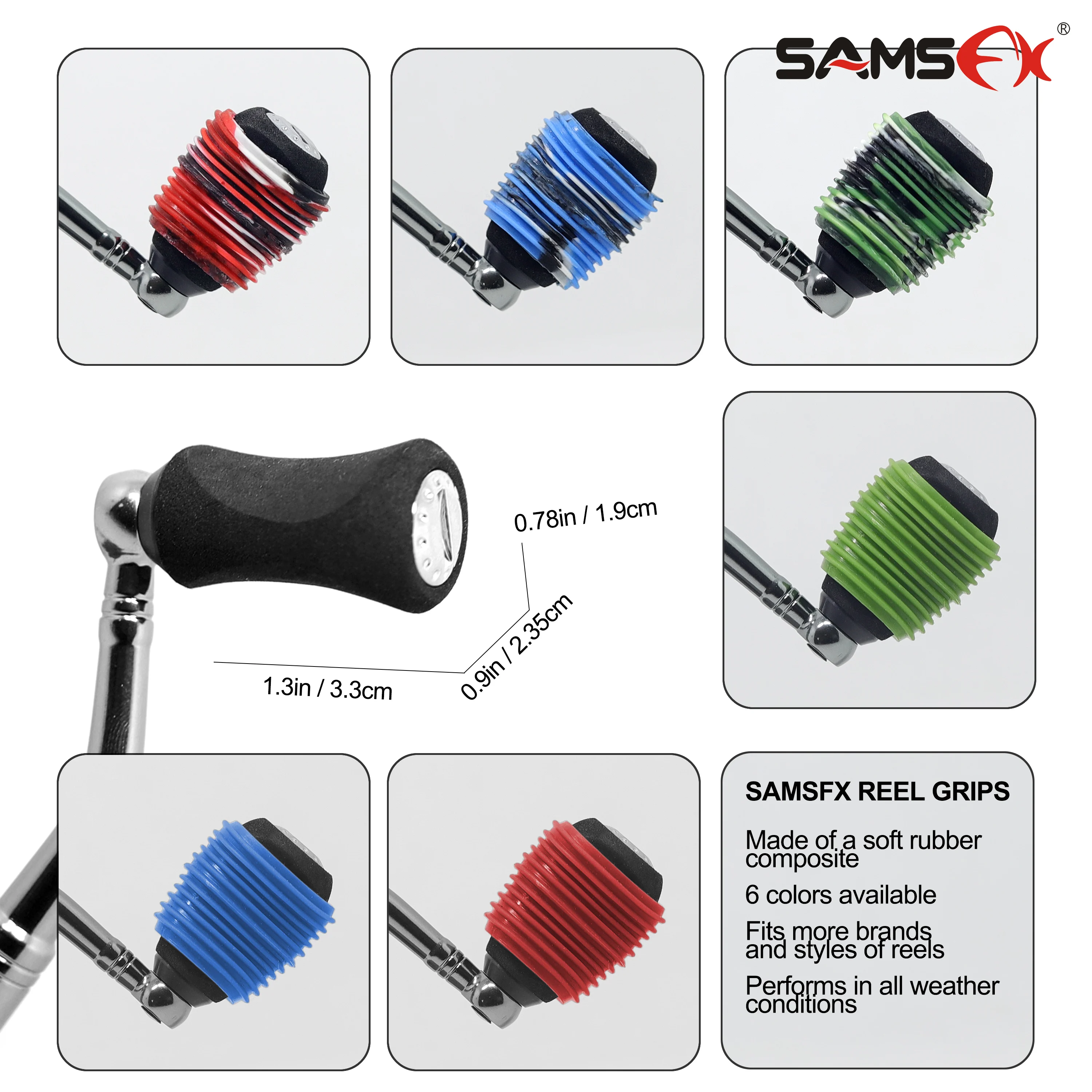 
SAMSFX Camo Fishing Reel Grips Handle Sleeves for Baitcaster Knob Bait casting Reel Butt Grip Cover 3 Pairs (6 Pieces) 