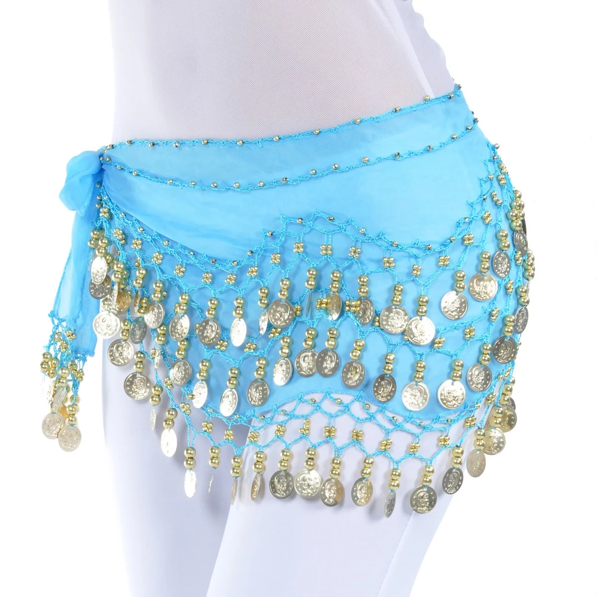 Cross Waist Chain Belt with Gold Coins for Women Dancing