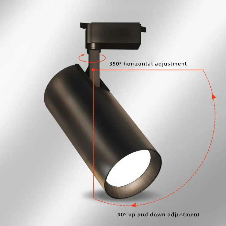 Wholesale price black commercial IP20 adjustable dimmable aluminum integrated cob 20w led track light