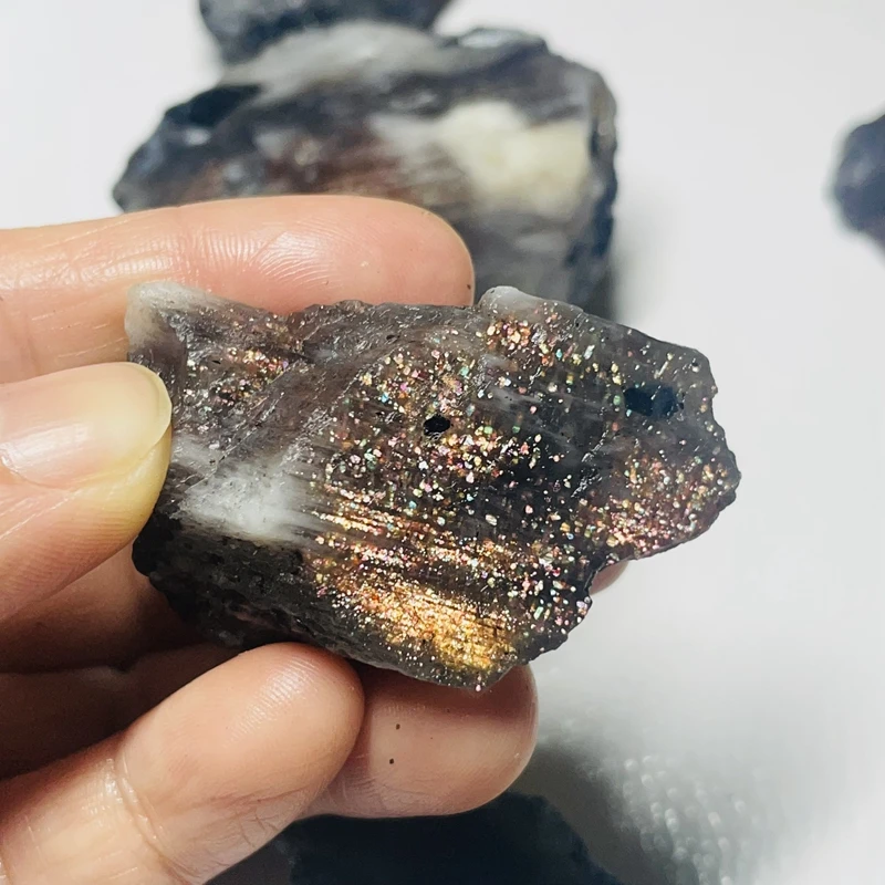 rare Natural Rough Sunstone moonstone with Black tourmaline raw Starlite backbone Crystal Gemstone for sale