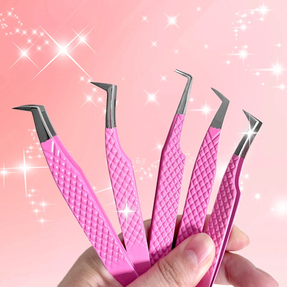 45 Degree Custom Logo Eyelash Applicator Tweezers Black Lash Tweezers Professional Eye Lash Tweezers