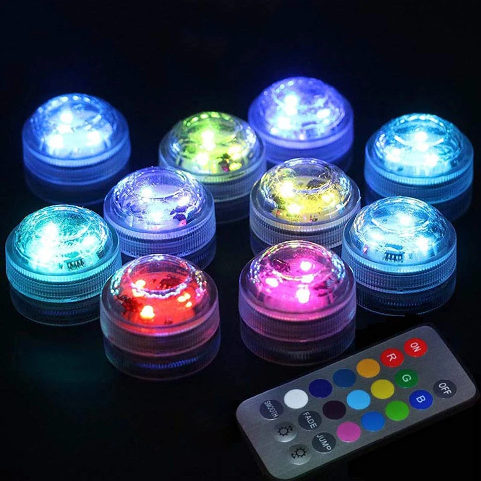 Submersible LED Lights Waterproof RGB Underwater Light For Wedding Tea Light Hot Tub Pond Pool Bathtub Aquarium Party Vase Decor