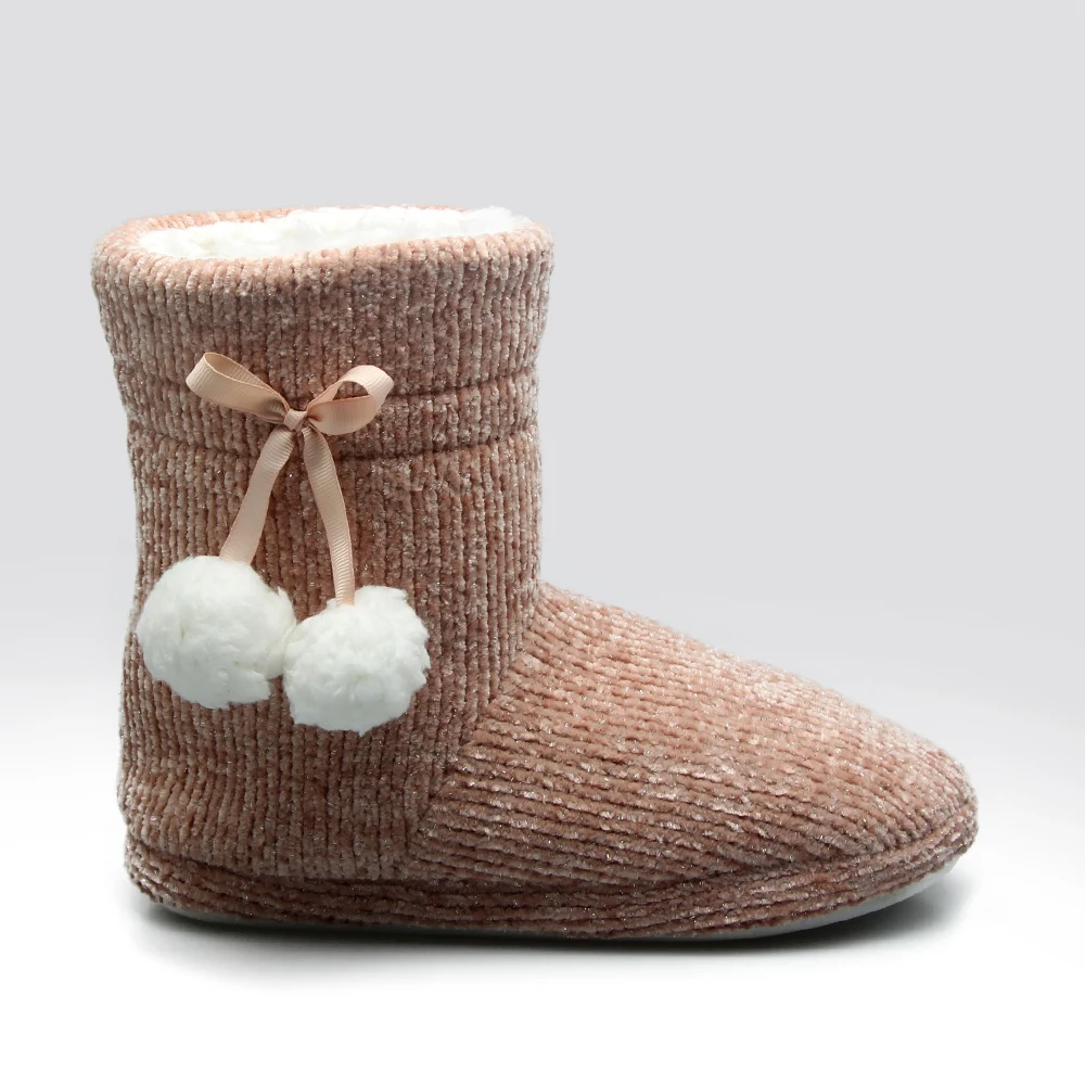 pom pom style home  knitted lipper boots for women