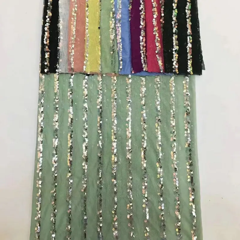 wholesale embroidery textile fabric Gold square sequins French Tulle Lace Fabric