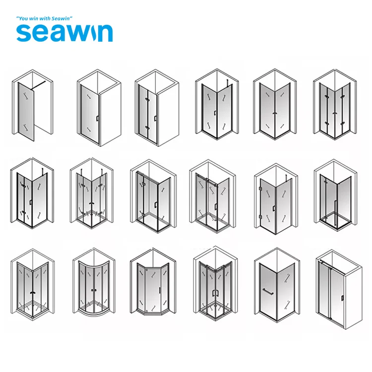 Custom pivot hinge shower door tempered glass shower rooms bathroom shower enclosures