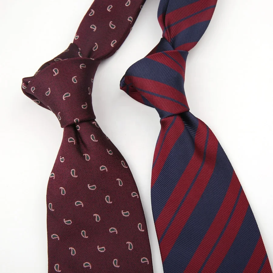 Factory directly wholesale ready to ship high quality neckties red and blue stripe red tie with white and blue stripes