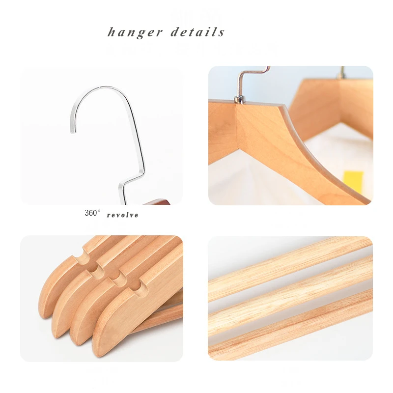 Wood Hanger Metal Hook Laundry Pants Shirt Clothes suit and pants Wooden Hangers natural wooden hangers