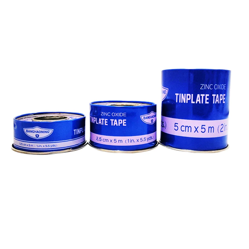 Zinc Oxide Metal Cover Tinplate Medical Sticking Plaster  White Cotton Tape