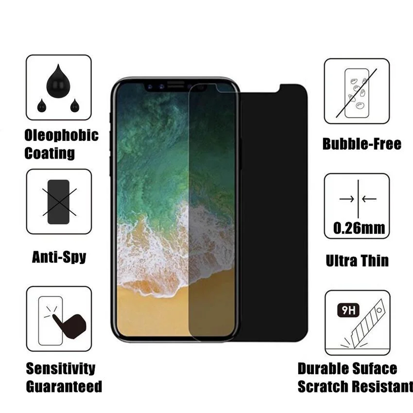 Лидер продаж Amazon антишпионское закаленное стекло Защита экрана для Iphone 11 12 13 Pro Max Xs Xr X