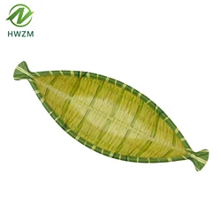 2023Small Bamboo Basket Fruit Woven Bamboo Food Tray Sushi Boat Bamboo Woven Mimetic rattan basket  Plate Handmade Basket