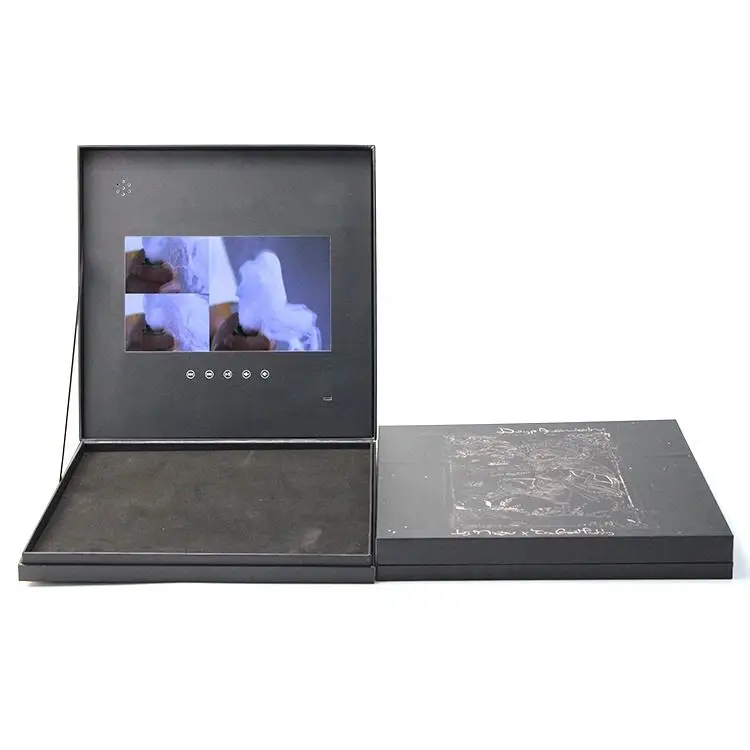 OEM Hard Cover Linen Box 4.3 5 7 10.1 inch Video Business Greeting Card Video Brochure Book Album for IPS LCD Display