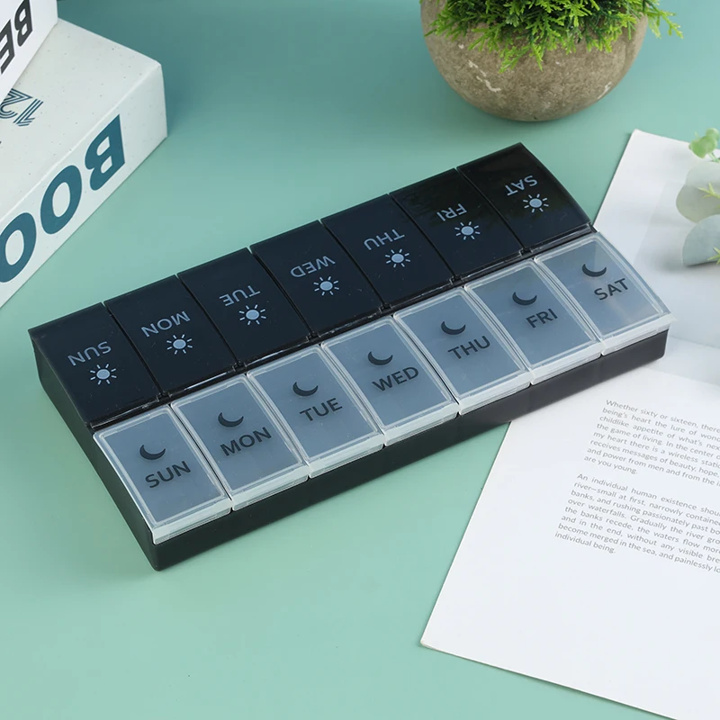 Pill Organizer 2 Times a Day Large 7 Day Vitamin Organizer AM PM/Weekly Daily Medicine Box Cases for Pills Fish Oil Supplements