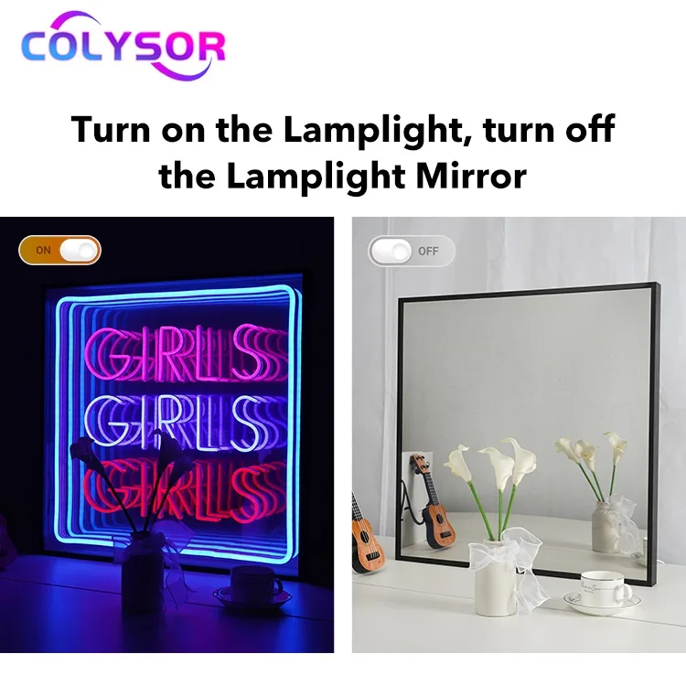 New Sign Custom Logo Home Decor Girls Flex Light Bathroom Bedroom LED Neon Infinity Mirror