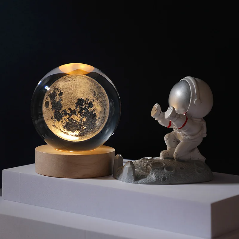 Wholesale LED Lighted Base Crystal Ball Laser Engraved 3D Crystal Ball for Home Decoration