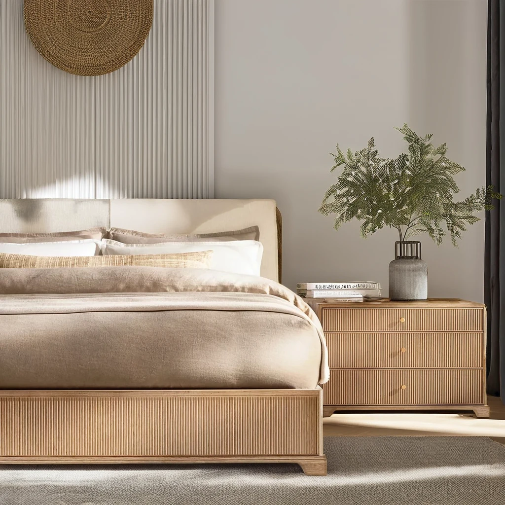 New Arrival Luxury Modern Home Furniture Bed Frame Wooden Beds Panel Platform Oak Bed