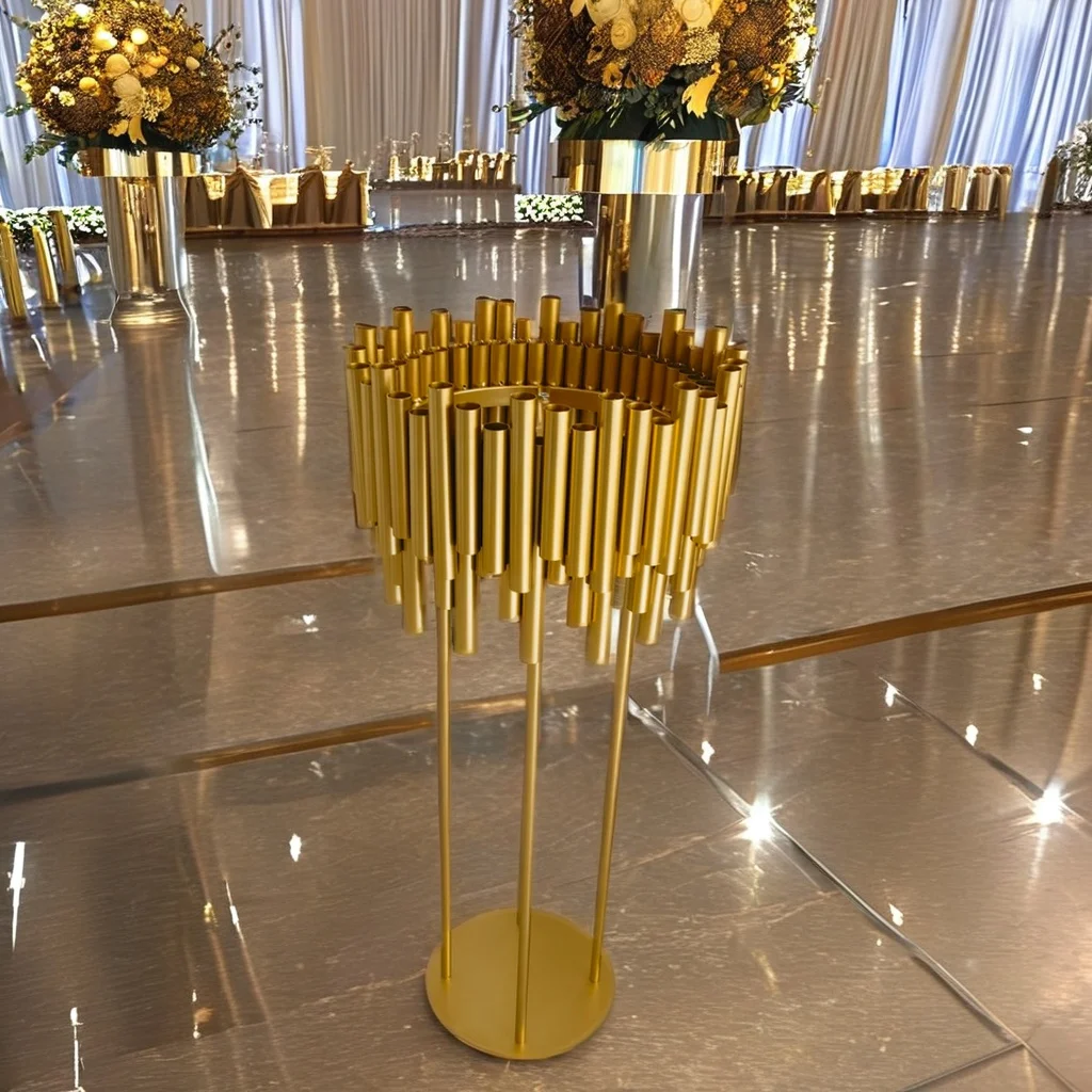 Hot sale Gold Metal Floor Candle Holder Stand Centerpiece Table Candelabra Centerpiece for Wedding Party Decor
