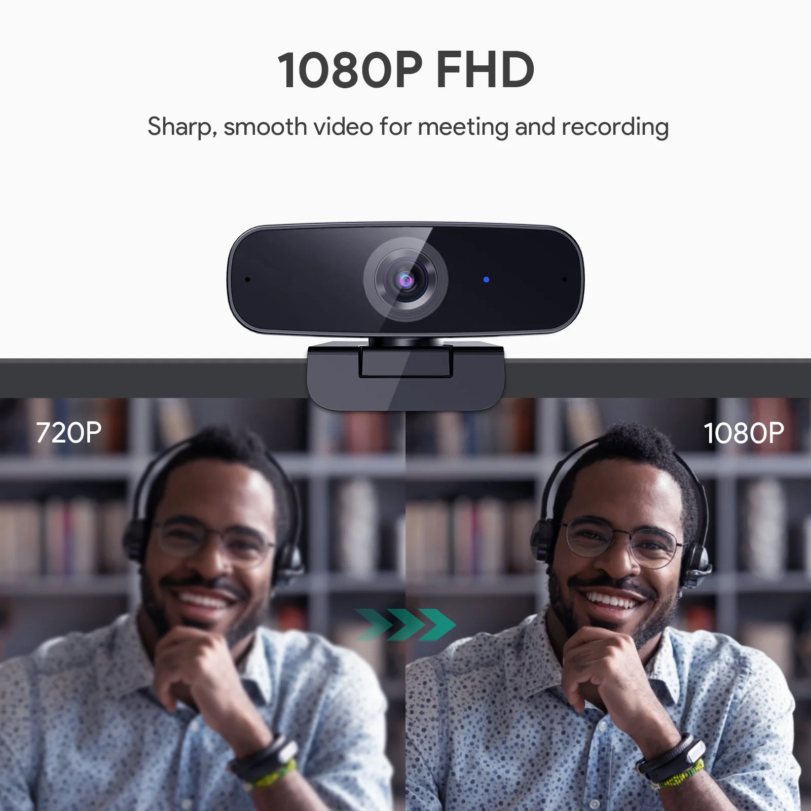 Plug & Play 360 градусов Регулируемый двойной микрофон шумоподавление мини FHD Компьютерная камера 1080P Веб-камера