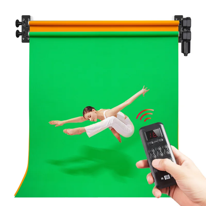 Yiscaxia Electric Background Shaft Remote Control Photo Green Screen Roll Up Paper Backdrop All Mount Background Roller System