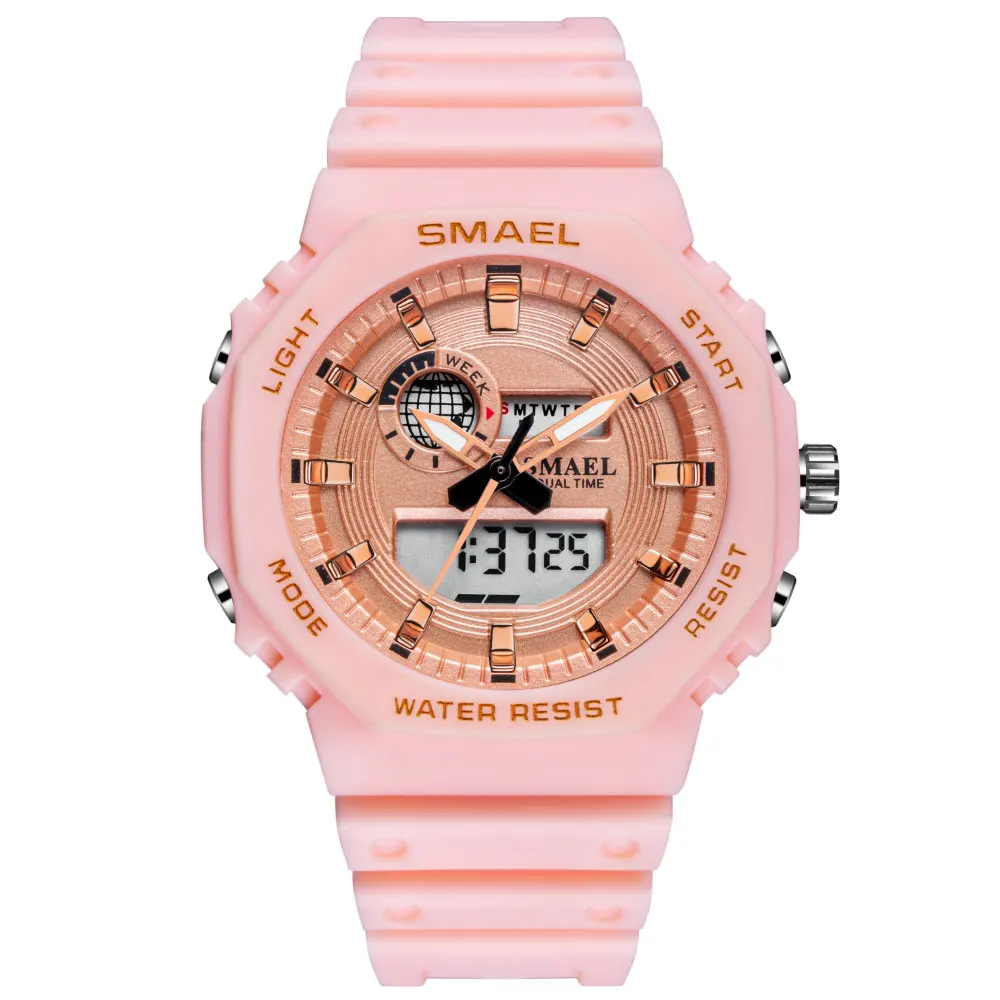 SMAEL 8037 sport analog digital watch waterproof watch for lover colourful sports watches women digital