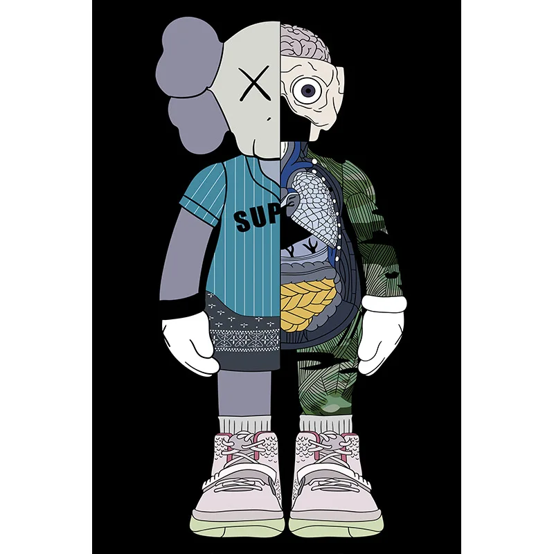 Моющийся нескользящий ковер kaws машинного плетения модный
