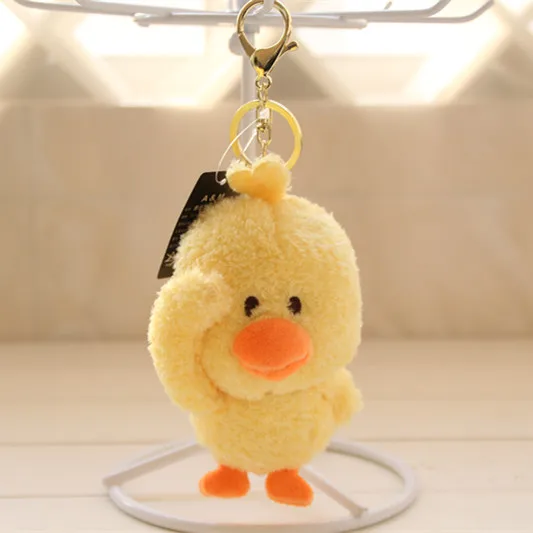 Plush yellow duck coin bag and keychain plush toys