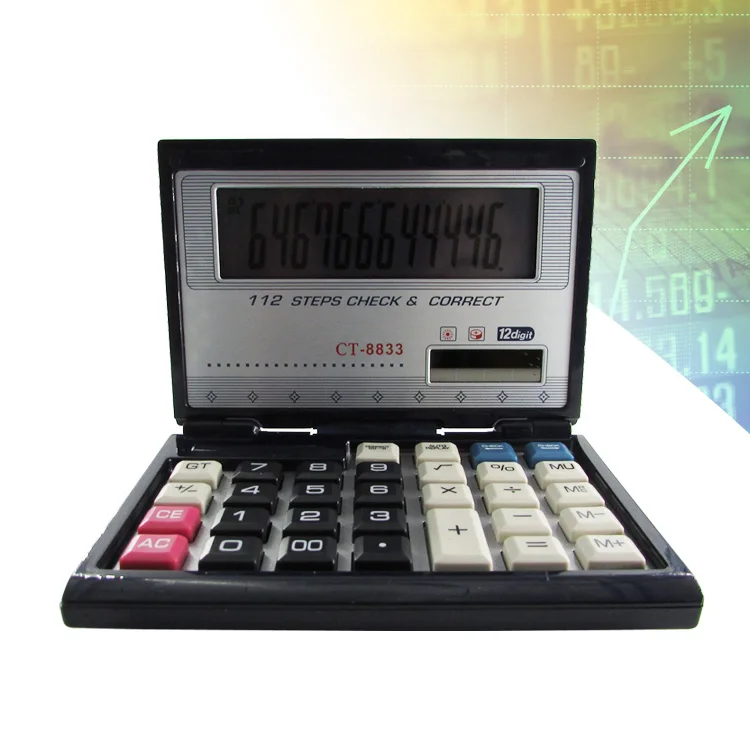 Big Size Pocket 12 Digit Scientific Solar Dual Power Foldable Electric Calculator 8833