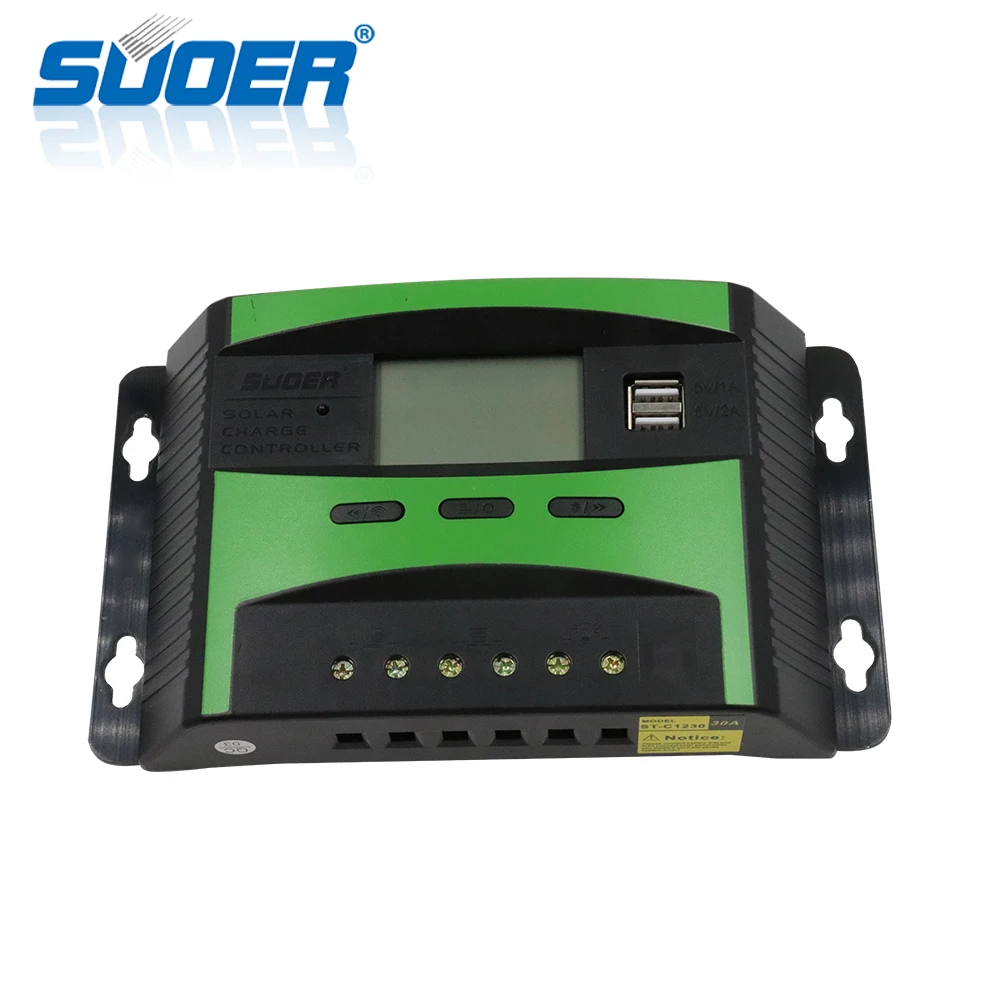 Suoer ST-C1230 12V 24V 30A solar panel PWM Solar Charge Controller