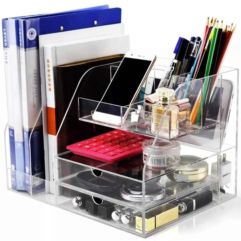Clear Acrylic Desk Organize Multifunctional Office Stationary Organizer