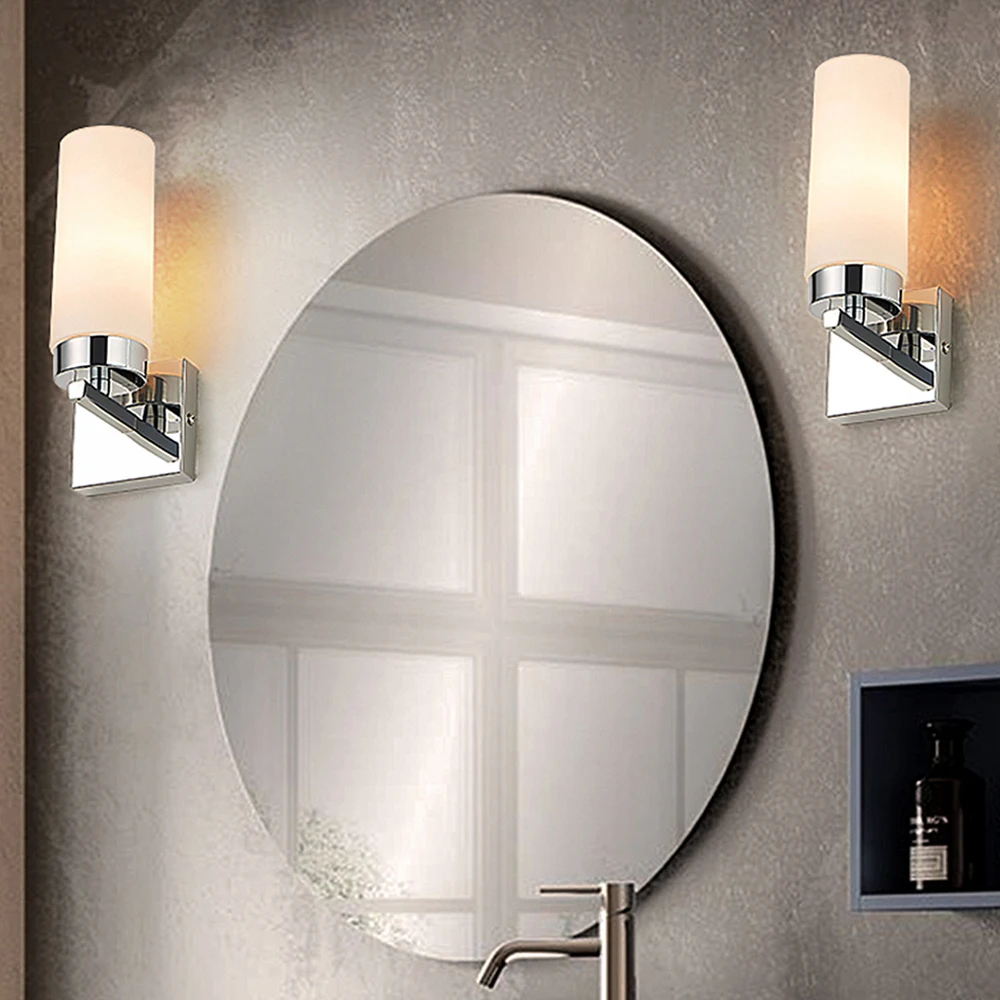 
5W Modern Glass Wall Mounted Hotel Lighting Bathroom Vanity Light Frosted Lampshade Wall Light Fixtures 