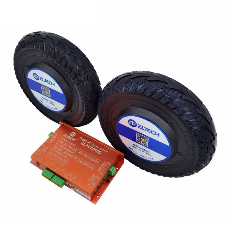 ZLTECH IP65 8 inch 24V 150W 120kg single axle shaft brushless electric UGV encoder DC wheel hub servo motor for delivery robot
