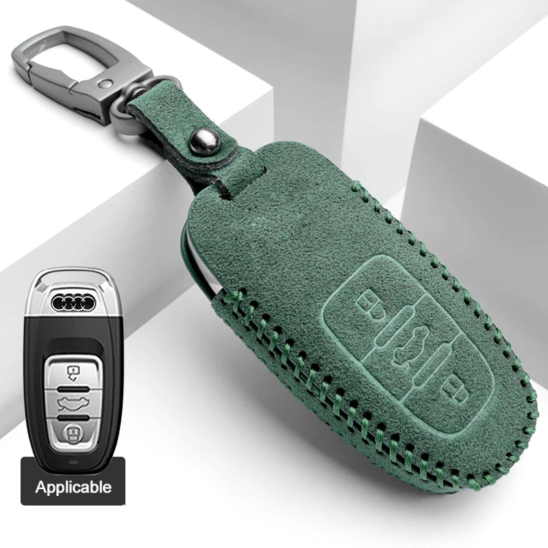 Ushilife Luxury Key Cover Accessories CarKey Case Alcantare Material Protective Cover to Audi A6 A4 A3 Q3 Q2 Q5 Q7 A7 A8 Q8 Keys