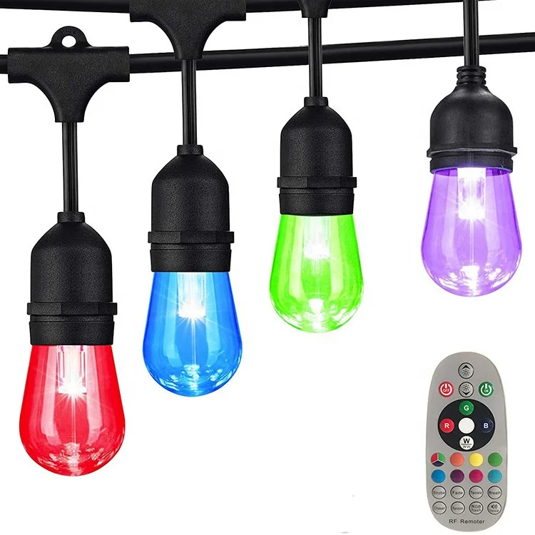 24FT 10bulb E26 E27 S14 RGB color heavy-duty Edison Smart string light Remote Controlled decoration Christmas wedding  party