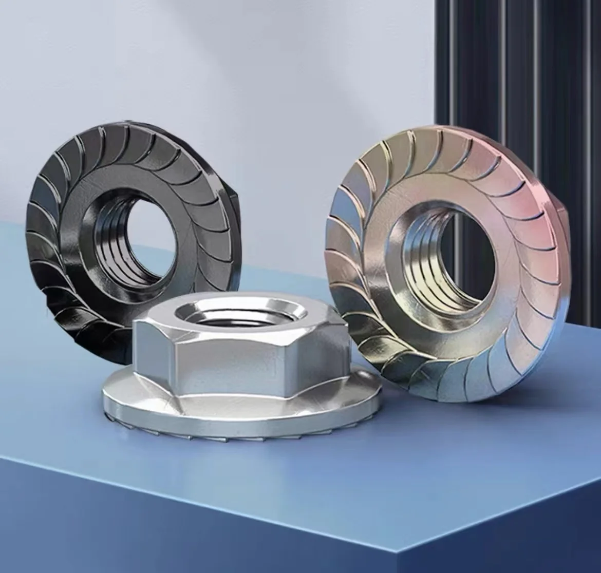 Fastener manufacturers from China directly sell hot-dip galvanized black oxidized flange nuts