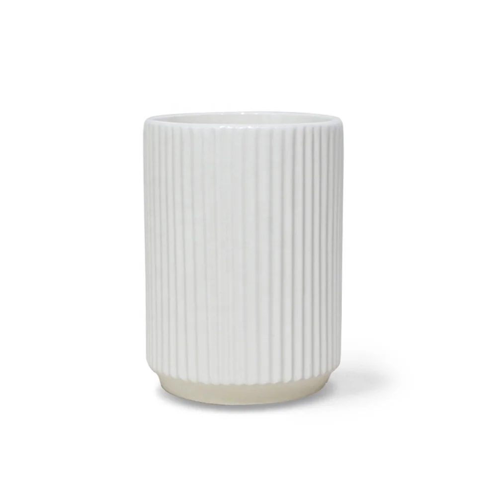 300ml Beige Japanese Style Ribbed Ceramic Cup for Back to School with Beautiful Japandi Design Set Of 4