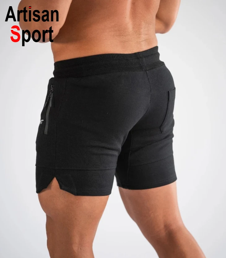 
Design your gym wear fitness sets Summer shorts men cotton Embroidery Print customer logo Short Pants Male Beach Knee Length 