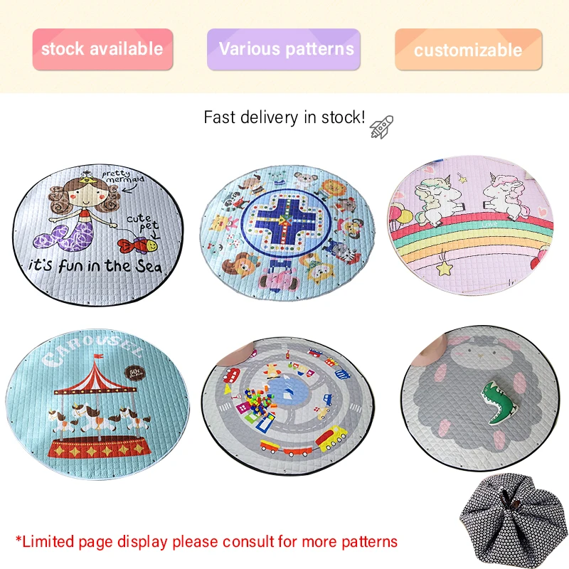 
Waterproof Carpet Soft Crawl Rug Picnic Mat For Outing,Kid Crawling Quilted Play Mat Storage Bag Play Pouch Portable Toy Mat 