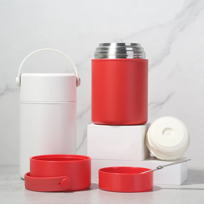 Hot Soup Thermos Stainless Steel Thermos Vacuum Flask Straw Tumbler Lunch Box Food Thermos Flask With Spoon