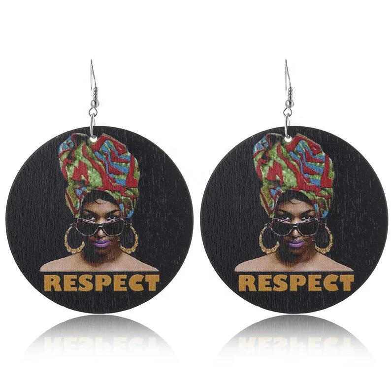 Multi Styles Free Choice Fashion Round Wood Earrings Africa, Wooden African Black Girl Earrings