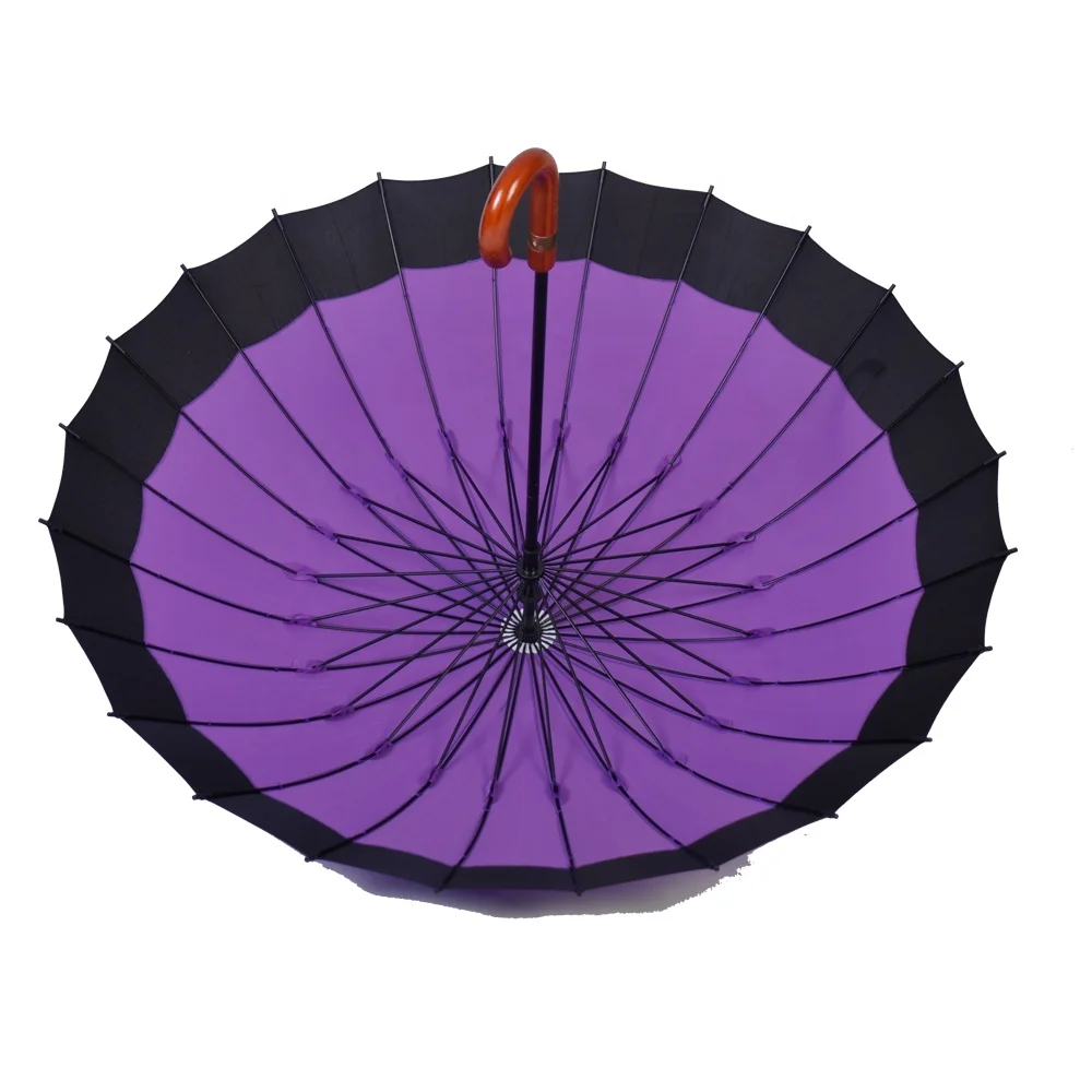 Herzo 23inches 24K manual open anti storm sun protection big wooden handle 24K umbrella For Africa South America