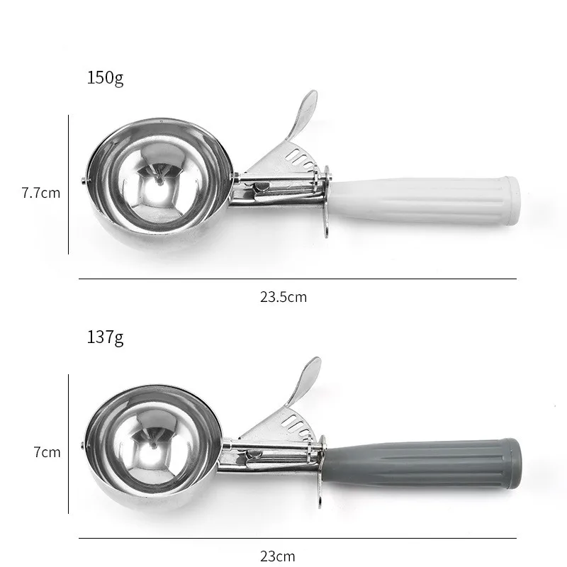 Factory Wholesale Ice Cream Scoop Fruit Ice Ball Maker Spoon Stainless Steel Ice Cream Scoop With Colorful Plastic Handle
